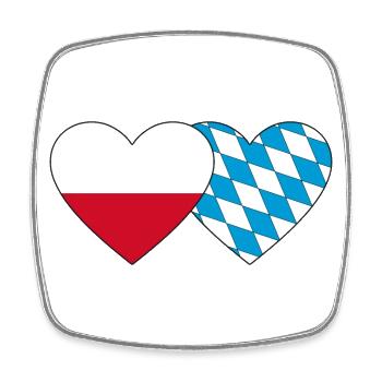 Poland Bavaria Flag Heart - Square fridge magnet - white - Front