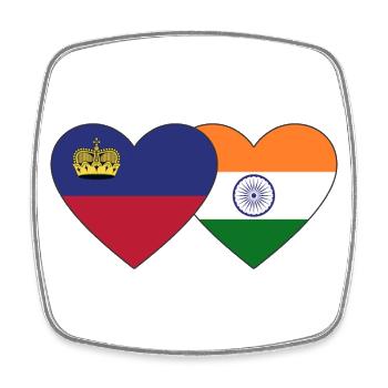 Liechtenstein Indien Flagge - Viereckiger Kühlschrankmagnet - Weiß - Vorne
