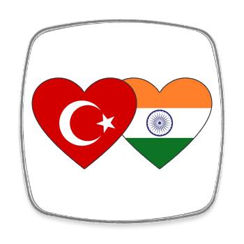 Türkei Indien Flagge Herz - Viereckiger Kühlschrankmagnet - Weiß - Vorne
