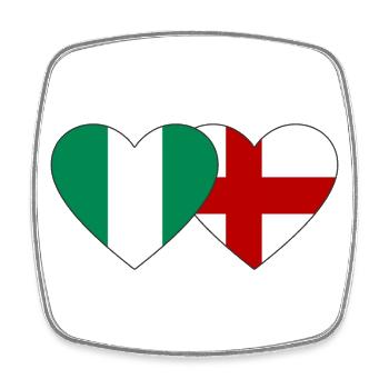 Nigeria Angleterre Drapeau Coeur - Magnet carré - blanc - Devant