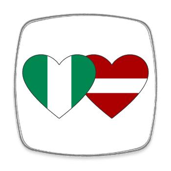 Nigeria Latvia Flag Heart - Square fridge magnet - white - Front