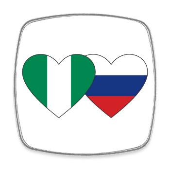 Nigeria Russie Drapeau Coeur - Magnet carré - blanc - Devant