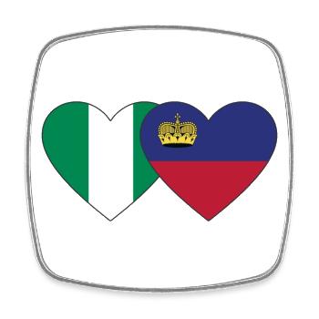 Nigeria Liechtenstein Flagge Herz - Viereckiger Kühlschrankmagnet - Weiß - Vorne