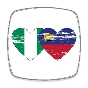 Nigeria Liechtenstein Flagge Herz used - Viereckiger Kühlschrankmagnet - Weiß - Vorne