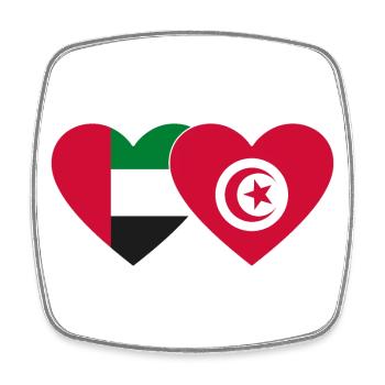 Vereinigte Arabische Emirate Tunesien Flagge Herz - Viereckiger Kühlschrankmagnet - Weiß - Vorne