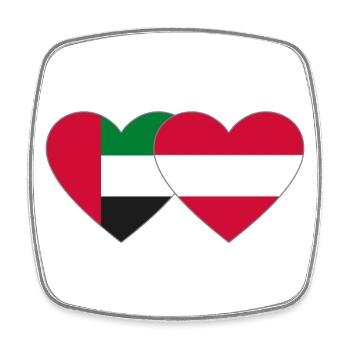 Vereinigte Arabische Emirate Österreich Herz - Viereckiger Kühlschrankmagnet - Weiß - Vorne