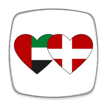 United Arab Emirates Denmark Flag Heart - Square fridge magnet - white - Front