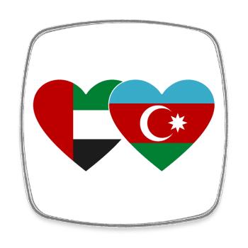 Émirats arabes unis Azerbaïdjan Drapeau Coeur - Magnet carré - blanc - Devant