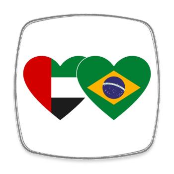 Vereinigte Arabische Emirate Brasilien Flagge Herz - Viereckiger Kühlschrankmagnet - Weiß - Vorne