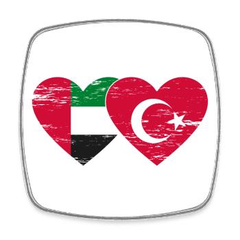 United Arab Emirates Turkey Flag Heart - Square fridge magnet - white - Front