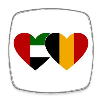United Arab Emirates Belgium Flag Heart - Square fridge magnet - white - Front