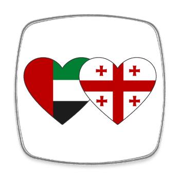 United Arab Emirates Georgia Flag Heart - Square fridge magnet - white - Front