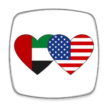 United Arab Emirates USA Flag Heart - Square fridge magnet - white - Front