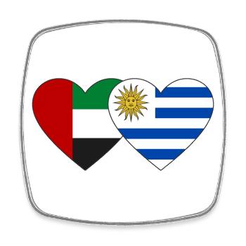 Vereinigte Arabische Emirate Uruguay Flagge Herz - Viereckiger Kühlschrankmagnet - Weiß - Vorne
