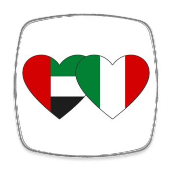 United Arab Emirates Italy Flag Heart - Square fridge magnet - white - Front