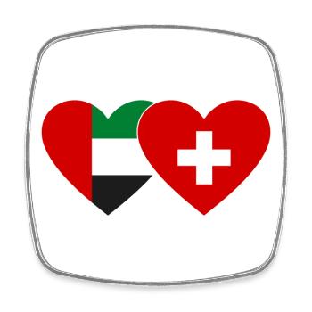 United Arab Emirates Switzerland Flag Heart - Square fridge magnet - white - Front