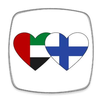 United Arab Emirates Finland Flag Heart - Square fridge magnet - white - Front