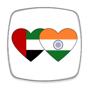 Vereinigte Arabische Emirate Indien Flagge Herz - Viereckiger Kühlschrankmagnet - Weiß - Vorne