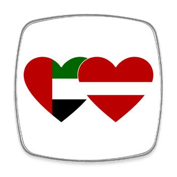 United Arab Emirates Latvia Flag Heart - Square fridge magnet - white - Front