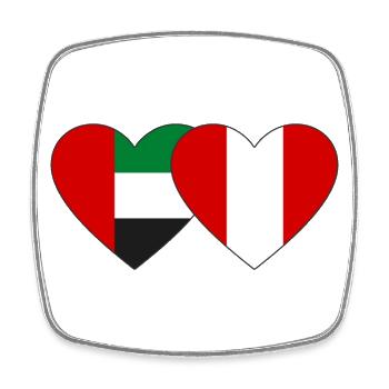 Vereinigte Arabische Emirate Peru Flagge Herz - Viereckiger Kühlschrankmagnet - Weiß - Vorne