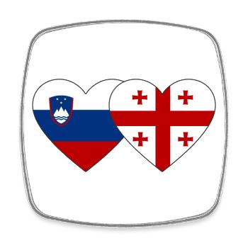 Slowenien Georgien Flagge Herz - Viereckiger Kühlschrankmagnet - Weiß - Vorne