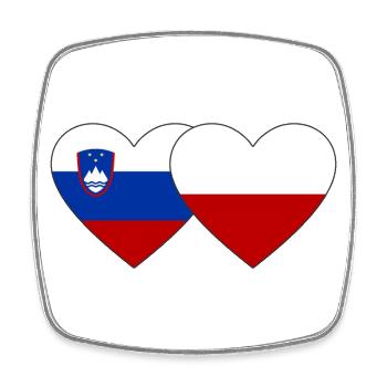 Slowenien Polen Flagge Herz - Viereckiger Kühlschrankmagnet - Weiß - Vorne