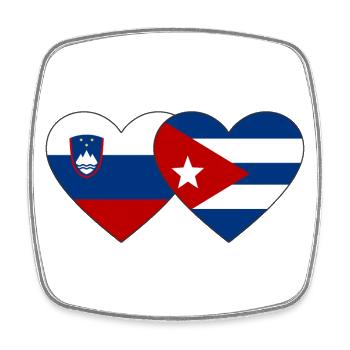 Slovenia Cuba Flag Heart - Square fridge magnet - white - Front