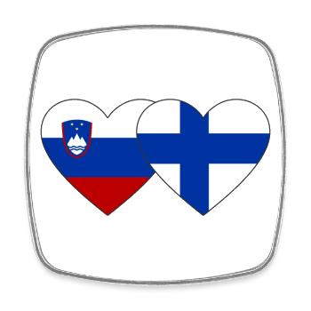 Slovenia Finland Flag Heart - Square fridge magnet - white - Front
