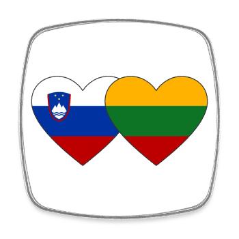 Slovenia Lithuania Flag Heart - Square fridge magnet - white - Front