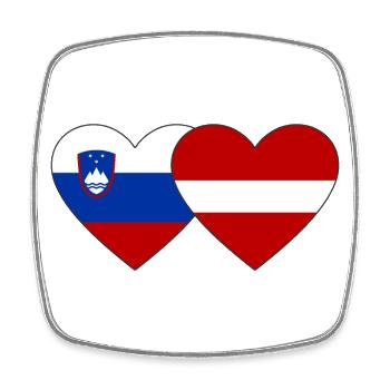 Slovenia Latvia Flag Heart - Square fridge magnet - white - Front