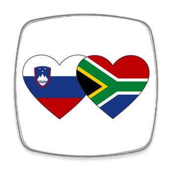 Slowenien Südafrika Flagge Herz - Viereckiger Kühlschrankmagnet - Weiß - Vorne