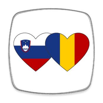Slovenia Romania Flag Heart used - Square fridge magnet - white - Front