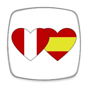 Pérou Espagne Drapeau Coeur - Magnet carré - blanc - Devant