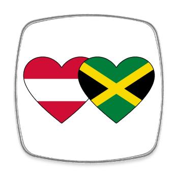 Austria Jamaica Flag Heart - Square fridge magnet - white - Front