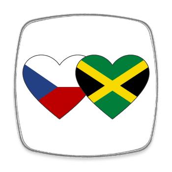 Tschechien Jamaika Flagge Herz - Viereckiger Kühlschrankmagnet - Weiß - Vorne