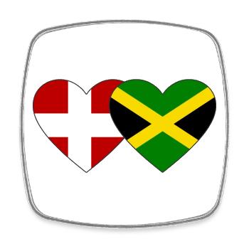 Danemark Jamaïque Drapeau Coeur - Magnet carré - blanc - Devant