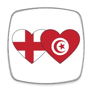 Angleterre Tunisie Drapeau Coeur - Magnet carré - blanc - Devant