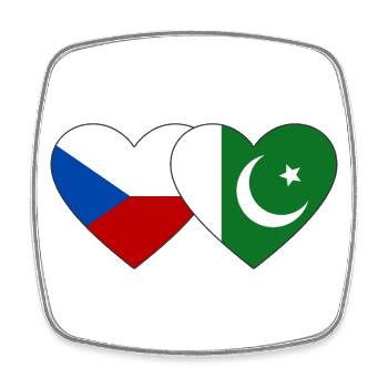 Czech Republic Pakistan Flag Heart - Square fridge magnet - white - Front