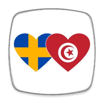 Suède Tunisie Drapeau Coeur - Magnet carré - blanc - Devant