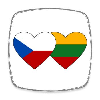 Tschechien Litauen Flagge Herz - Viereckiger Kühlschrankmagnet - Weiß - Vorne
