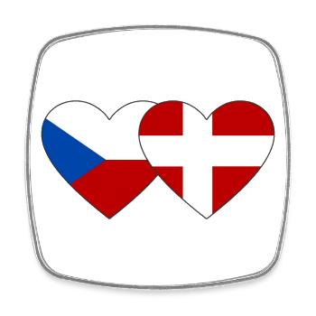 République tchèque Danemark Drapeau Coeur - Magnet carré - blanc - Devant