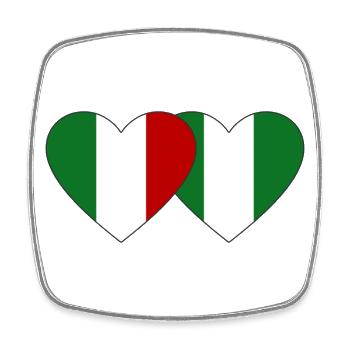 Italie Nigeria Drapeau Coeur - Magnet carré - blanc - Devant