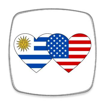 Uruguay USA Flagge Herz - Viereckiger Kühlschrankmagnet - Weiß - Vorne