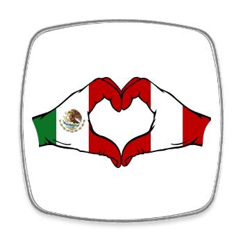 Mexico Peru Flag Hands Heart Shape - Square fridge magnet - white - Front
