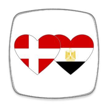 Denmark Egypt Flag Hands Heart Shape - Square fridge magnet - white - Front