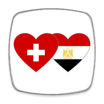 Switzerland Egypt Flag Hands Heart Shape - Square fridge magnet - white - Front