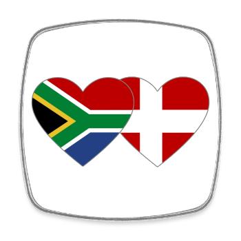 Afrique du Sud Danemark drapeau coeur forme - Magnet carré - blanc - Devant