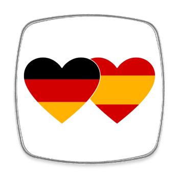 Deutchland Spanien Flagge Hände Herzform - Viereckiger Kühlschrankmagnet - Weiß - Vorne