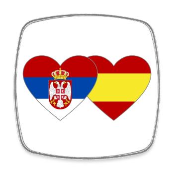 Serbie Espagne Drapeau Mains Coeur Forme - Magnet carré - blanc - Devant