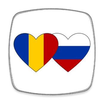 Roumanie Russie Drapeau Coeur - Magnet carré - blanc - Devant